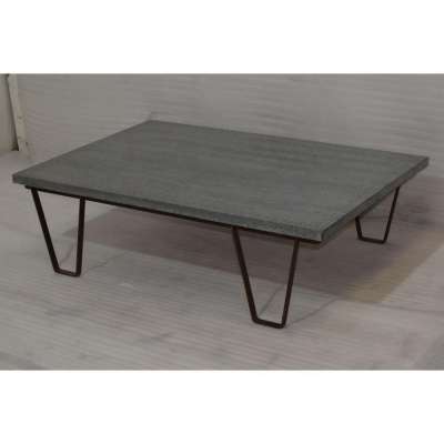 Industrial Vintage Zinc Top Rustic Metallic Base Coffee Table.