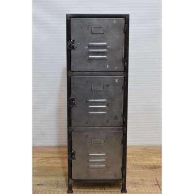 Industrial Vintage Huge Metal  Three Panel Wardrobe Cabinet