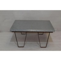 Industrial Vintage Zinc Top Rustic Metallic Base Coffee Table.