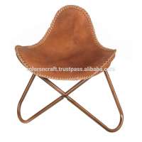 unique design and stylish buff leather butterfly stool for camping/fishing