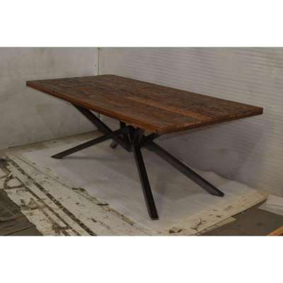 Industrial Metal Leg New Design Railway Wood Sleeper Top Dining Table