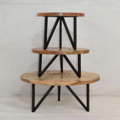 Vintage Industrial Design Mango Wooden Coffee Table Set