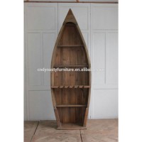 antique style furniture wood boat shape display cabinet